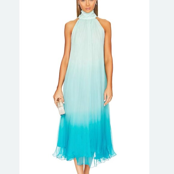 NWT Azeeza Atwood Midi Dress in Sky & Ocean size medium - Picture 1 of 7